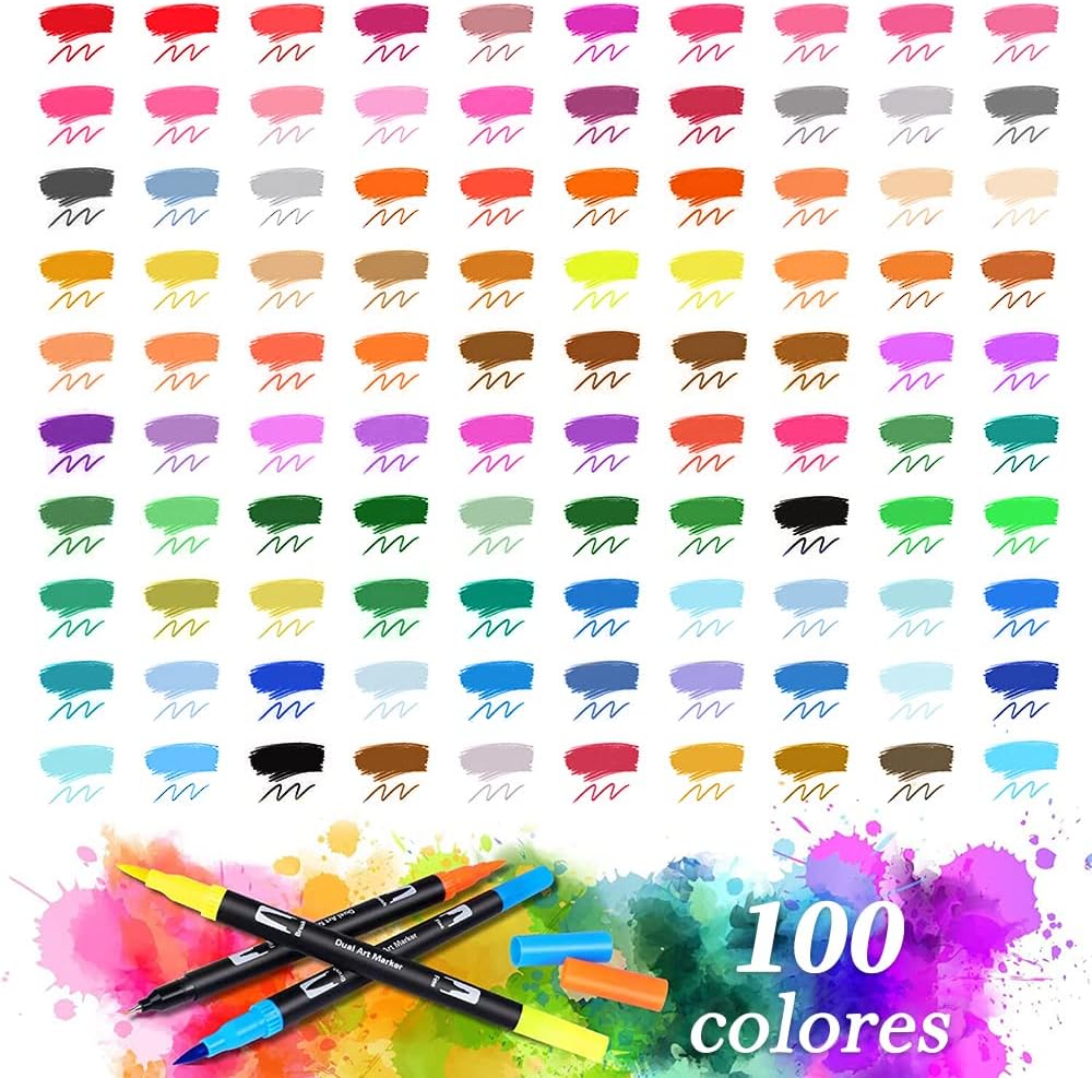 Marcadores Artísticos Doble Punta 100pc