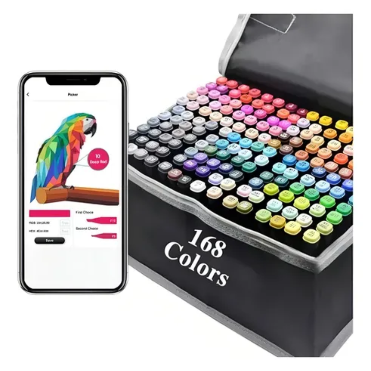 🎨 MARCADORES EN ESTUCHE – SET DE 168 MARCADORES DOBLE PUNTA ✏️