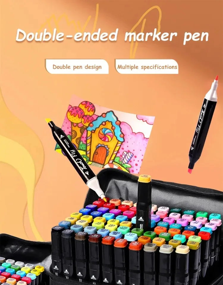 🎨 MARCADORES EN ESTUCHE – SET DE 80 MARCADORES DOBLE PUNTA ✏️